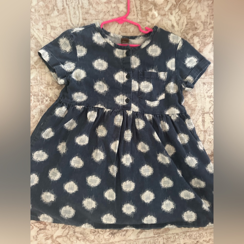 Tea Collection: Blue and White Polka Dot Dress